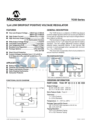 TC55RP1101EMB713 datasheet - 1lA LOW DROPOUT POSITIVE VOLTAGE REGULATOR