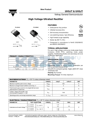 UHF5JT datasheet - High Voltage Ultrafast Rectifier