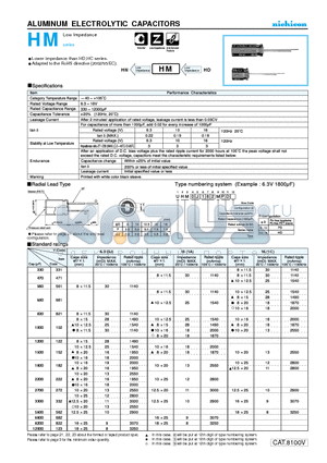 UHM0J222MPD datasheet - ALUMINUM ELECTROLYTIC CAPACITORS