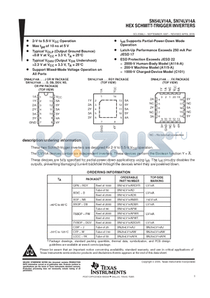 SN74LV14ADBRE4 datasheet - HEX SCHMITT-TRIGGER INVERTERS