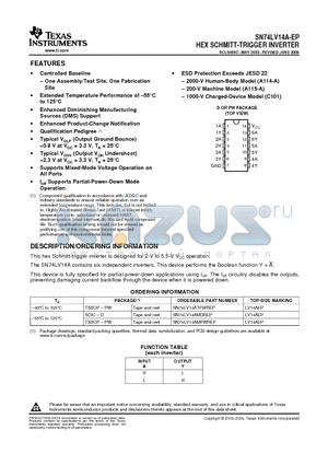 SN74LV14AMPWREPG4 datasheet - HEX SCHMITT-TRIGGER INVERTER