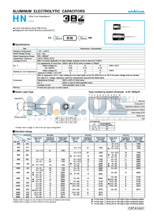 UHN1A222MPD datasheet - ALUMINUM ELECTROLYTIC CAPACITORS
