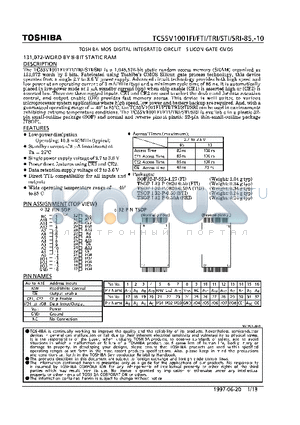 TC55V1001STI-85 datasheet - 131,072 WORD BY 8 BIT STATIC RAM