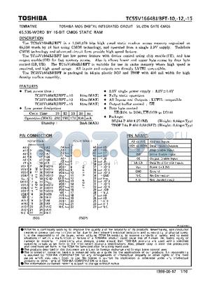 TC55V16648BJ datasheet - 65,536-WORD BY 16-BIT CMOS STATIC RAM