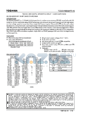 TC55V1864J datasheet - 65,536-WORD BY 16-BIT CMOS STATIC RAM