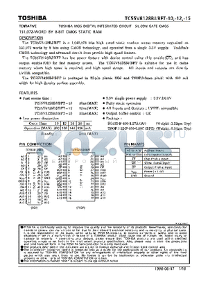 TC55V8128BFT-15 datasheet - TOSHIBA MOS DIGITAL INTEGRATED CIRCUIT SILICON GATE CMOS