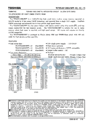 TC55V8128BJ-12 datasheet - TOSHIBA MOS DIGITAL INTEGRATED CIRCUIT SILICON GATE CMOS