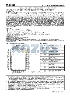 TC55VD1618FF-133 datasheet - TOSHIBA MOS DIGITAL INTEGRATED CIRCUIT SILICON GATE CMOS