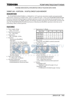 TC58FVM5B3AFT65 datasheet - TOSHIBA MOS DIGITAL INTEGRATED CIRCUIT SILICON GATE CMOS