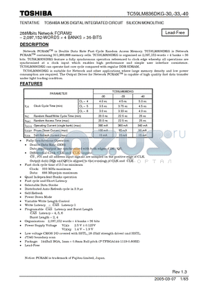 TC59LM836DKG-40 datasheet - MOS DIGITAL INTEGRATED CIRCUIT SILICON MONOLITHIC