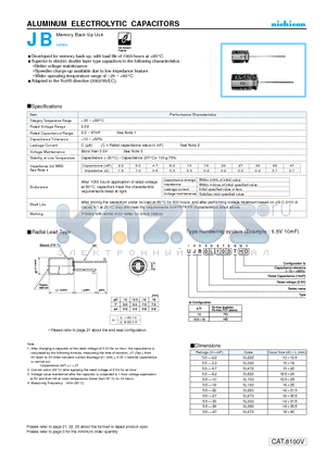 UJB0L273THD datasheet - ALUMINUM ELECTROLYTIC CAPACITORS