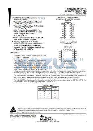 SN74LV174DR datasheet - HEX D-TYPE FLIP-FLOPS WITH CLEAR