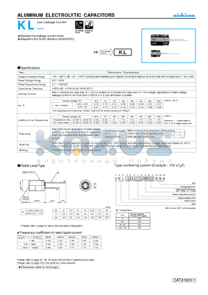 UKL0J102MHD datasheet - ALUMINUM ELECTROLYTIC CAPACITORS