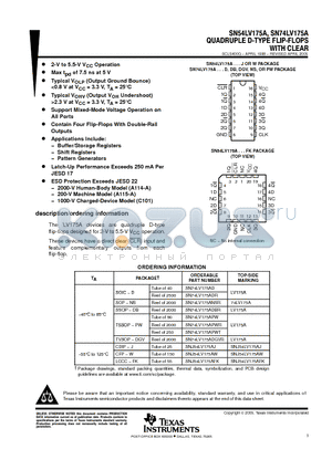 SN74LV175ADBRE4 datasheet - QUADRUPLE D-TYPE FLIP-FLOPS WITH CLEAR