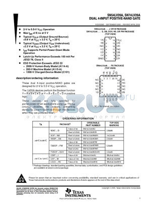 SN74LV20AD datasheet - DAUL 4-INPUT POSITIVE-AND GATE