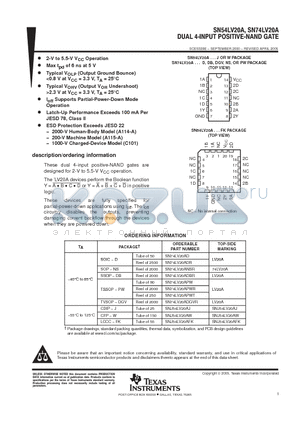 SN74LV20ADGVRE4 datasheet - DUAL 4 INPUT POSITIVE NAND GATE