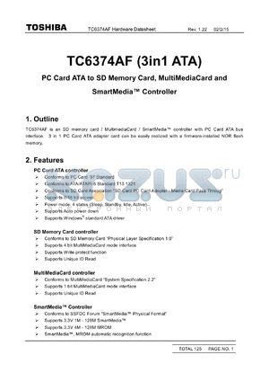TC6374AF datasheet - PC Card ATA to SD Memory Card, MultiMediaCard and SmartMedia-TM Controller