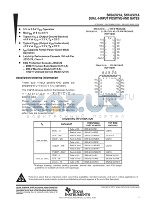 SN74LV21A datasheet - DUAL 4-INPIT POSITIVE-AND GATES