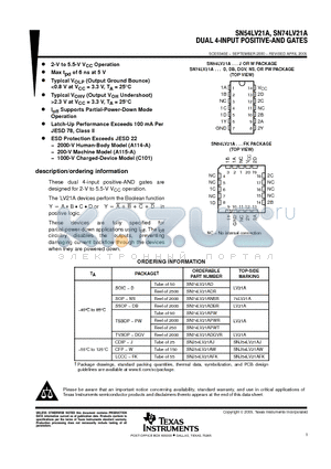 SN74LV21AD datasheet - DUAL 4-INPIT POSITIVE-AND GATES