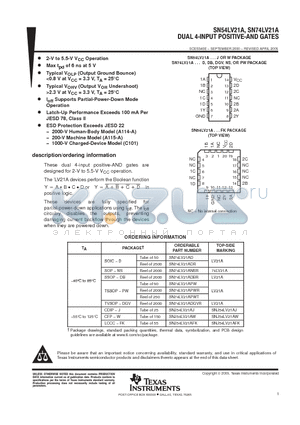 SN74LV21ADR datasheet - DUAL 4-INPIT POSITIVE-AND GATES