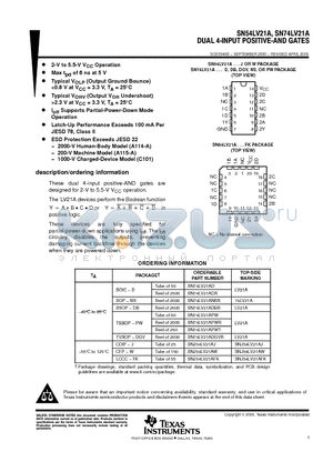 SN74LV21ADR datasheet - DUAL 4-INPIT POSITIVE-AND GATES