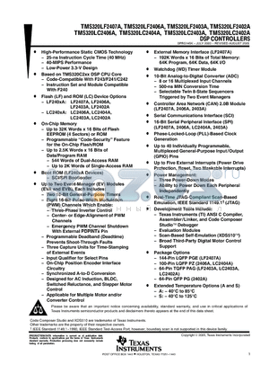 TMS320LC2403APGA datasheet - DSP CONTROLLERS