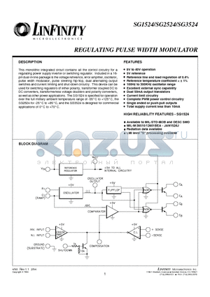 SG2524 datasheet - REGULATING PULSE WIDTH MODULATOR