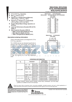 SN74LV240ADWR datasheet - OCTAL BUFFERS/DRIVERS WITH 3-STATE OUTPUTS