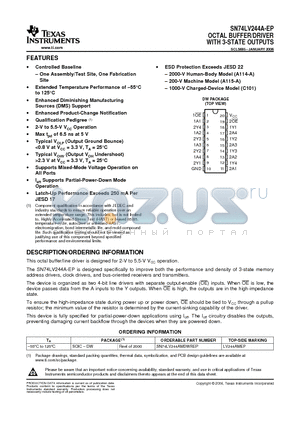 SN74LV244A-EP datasheet - OCTAL BUFFER/DRIVER WITH 3-STATE OUTPUTS