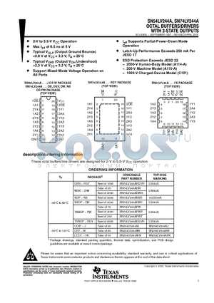 SN74LV244ADGVRG4 datasheet - OCTAL BUFFERS/DRIVERS WITH 3-STATE OUTPUTS