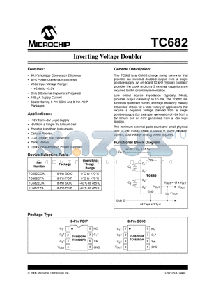 TC682COA datasheet - Inverting Voltage Doubler