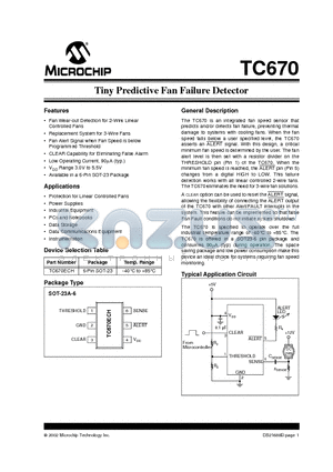 TC670ECH datasheet - Tiny Predictive Fan Failure Detector