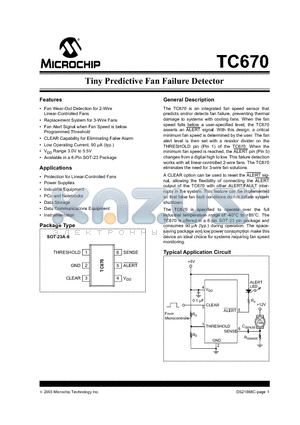 TC670ECHTR datasheet - Tiny Predictive Fan Failure Detector