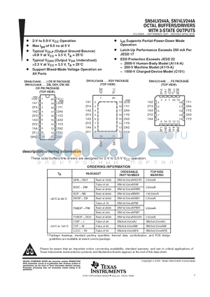 SN74LV244APWR datasheet - OCTAL BUFFERS/DRIVERS WITH 3-STATE OUTPUTS