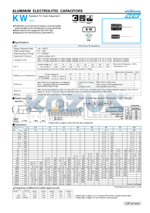 UKW1E102MHD datasheet - ALUMINUM ELECTROLYTIC CAPACITORS