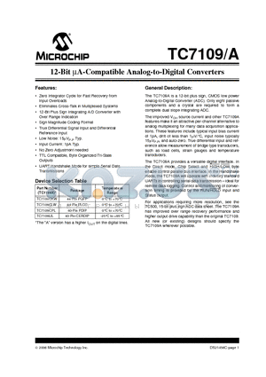 TC7109IJL datasheet - 12-Bit lA-Compatible Analog-to-Digital Converters