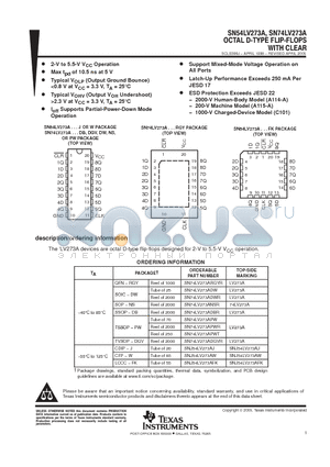 SN74LV273ADB datasheet - OCTAL D-TYPE FLIP-FLOPS WITH CLEAR