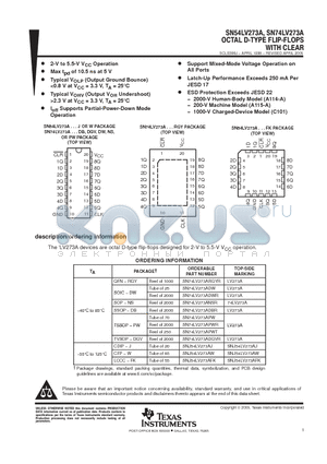 SN74LV273ADW datasheet - OCTAL D-TYPE FLIP-FLOPS WITH CLEAR