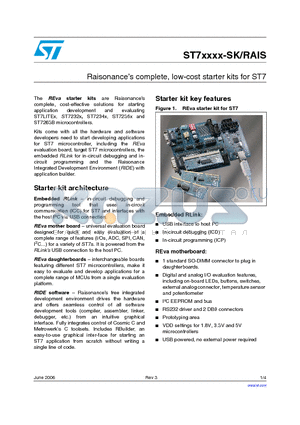 ST72F34X-SK/RAIS datasheet - Raisonances complete, low-cost starter kits for ST7