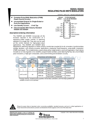 SG3524 datasheet - REGULATING PULSE-WIDTH MODULATORS