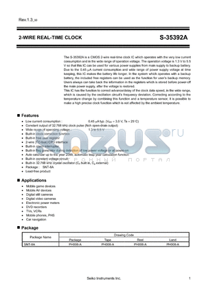 S-35392A-I8T1G datasheet - 2-WIRE REAL-TIME CLOCK