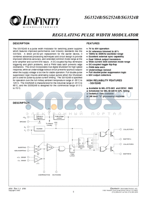 SG3524B datasheet - REGULATING PULSE WIDTH MODULATOR