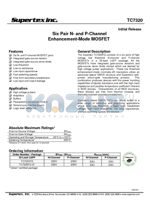 TC7320FG-G datasheet - Six Pair N- and P-Channel Enhancement-Mode MOSFET