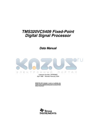 TMS320VC5409 datasheet - FIXED-POINT DIGITAL SIGNAL PROCESSOR