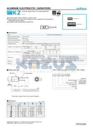 UKZ1E102MHB datasheet - ALUMINUM ELECTROLYTIC CAPACITORS