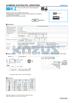 UKZ1H101MPM datasheet - ALUMINUM ELECTROLYTIC CAPACITORS