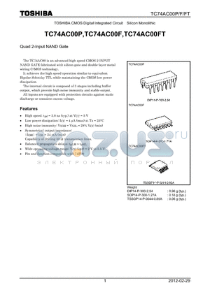 TC74AC00FT_12 datasheet - Quad 2-Input NAND Gate