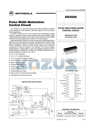 SG3526 datasheet - PULSE WIDTH MODULATION CONTROL CIRCUIT