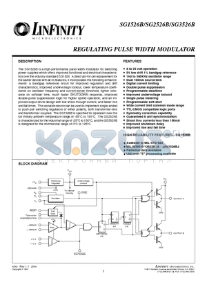 SG3526B datasheet - REGULATING PULSE WIDTH MODULATOR