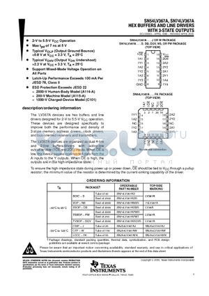 SN74LV367A datasheet - HEX BUFFERS AND LINE DRIVERS WITH 3-STATE OUTPUTS